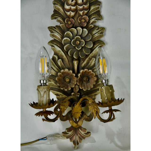 Polychrome and Wood Sconce, 1960s For Sale - Image 4 of 13