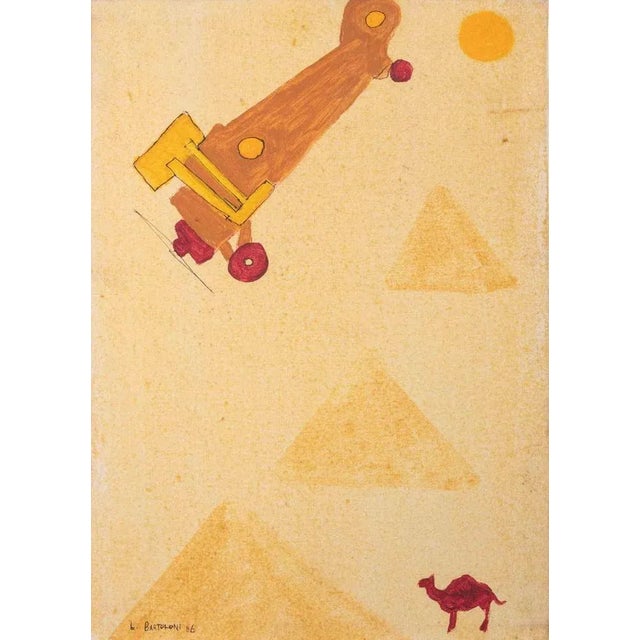 Lillo Bartoloni, The Camel and The Airplane, Oil on Canvas, 1986 For Sale - Image 4 of 4