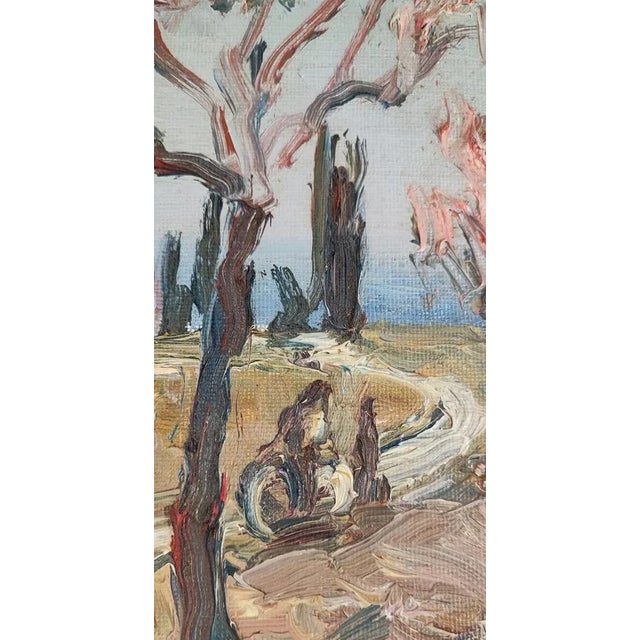 S.M., Paysage Fleuri, 1970s, Oil on Cardboard For Sale - Image 6 of 9