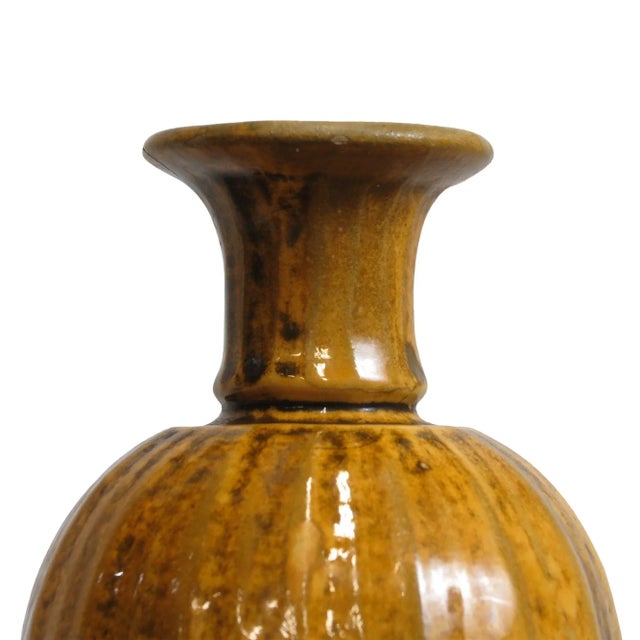 Mid-Century Modern 1910s Herman Kahler Yellow Danish Ceramic Vase For Sale - Image 3 of 6