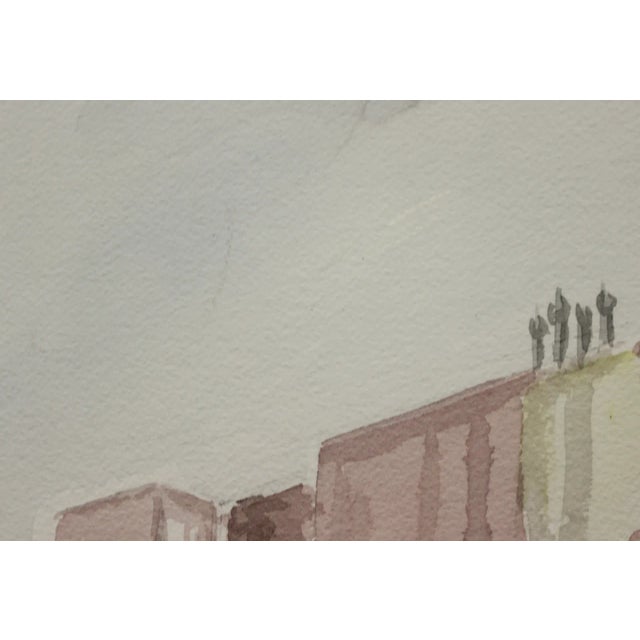 Gated Courtyard Watercolor For Sale - Image 5 of 7