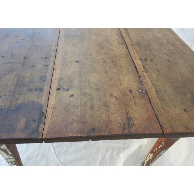 White Early 20th Century Primitive Walnut Farm Table For Sale - Image 8 of 13