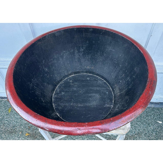 Antique Chinese Red Lacquered Wood Bowl For Sale - Image 9 of 11
