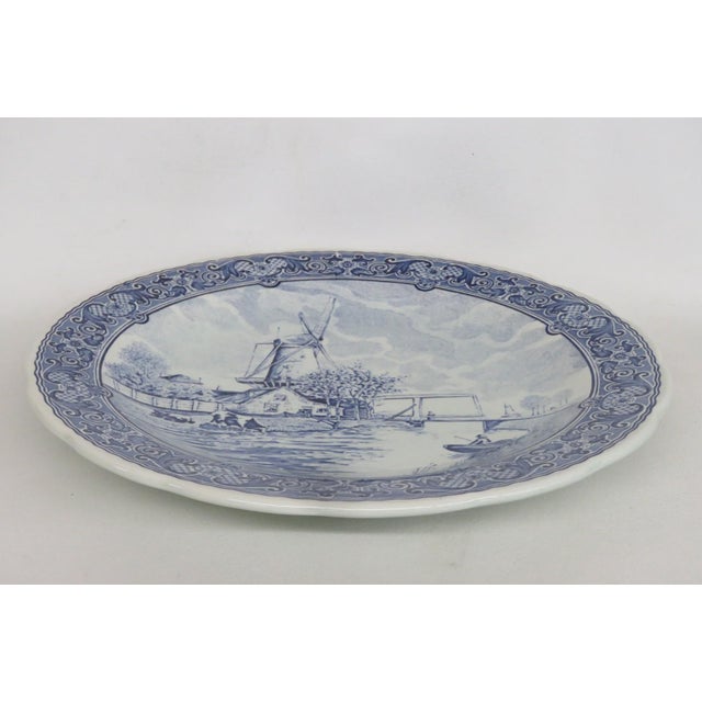 Boch Delfts Extra Large White Blue Porcelain Plate Royal Sphinx Holland 4896b For Sale - Image 15 of 18