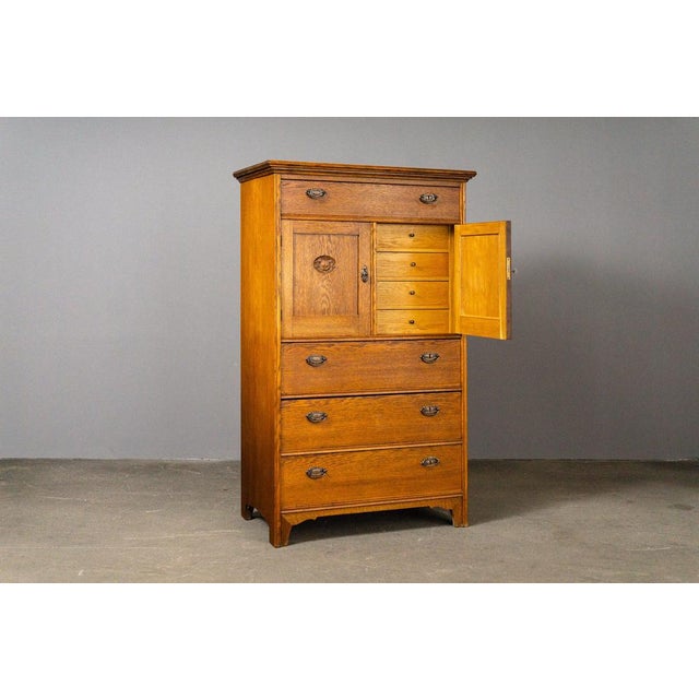 Item: Tall chest of drawers with cabinet compartment. Period & Style: Art Nouveau - first half of the 20th century....