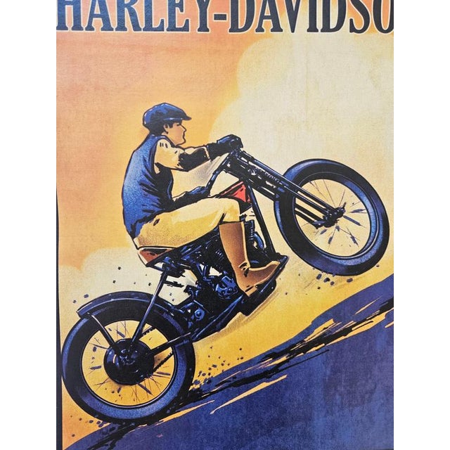 Paper Art Deco Harley Davidson Motorcycle Advertising Poster, 1930s For Sale - Image 7 of 10