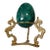 Vintage Malachite Egg on Dragon-Motif Brass Stand For Sale