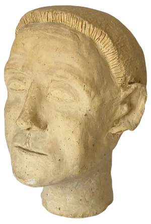 Art Deco Style Terracotta Man Head Sculpture in White, France, 1940