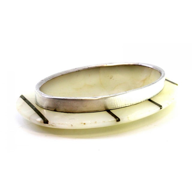 Oval Silver and Marble Soap Dish For Sale - Image 5 of 8