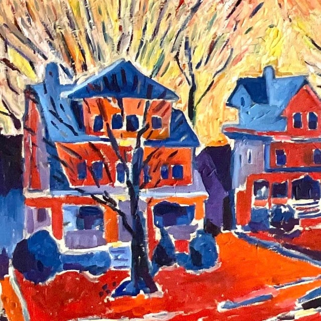 Vintage Boho Signed Original Abstract Expressionist Oil Painting on Canvas For Sale - Image 11 of 13