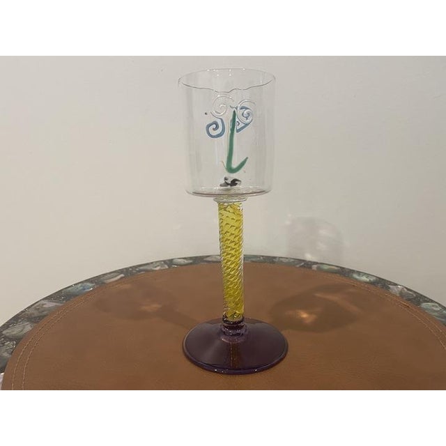 Striking signed art glass sculpture by Kerry Feldman for Fine Line Studios, featuring an abstract face rendered in rich...