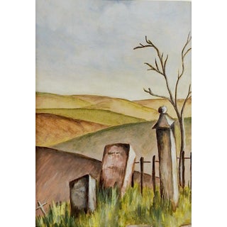1930s Abstract Painting on Cardboard, "Boot Hill" For Sale