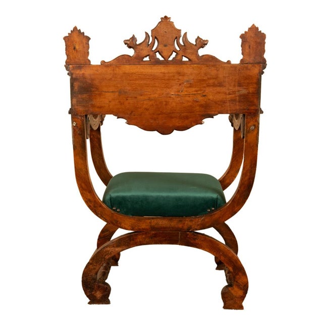 Antique Renaissance Revival Carved Walnut Green Man Savonarola Chair Circa 1890 For Sale In Portland, OR - Image 6 of 17