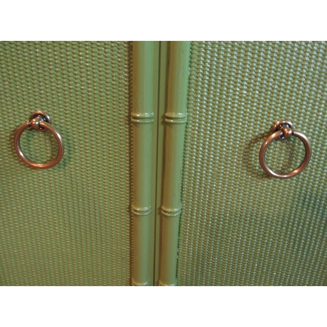 Green Vintage Drexel Painted Hollywood Regency /Chinoiserie Style China Cabinet For Sale - Image 8 of 14
