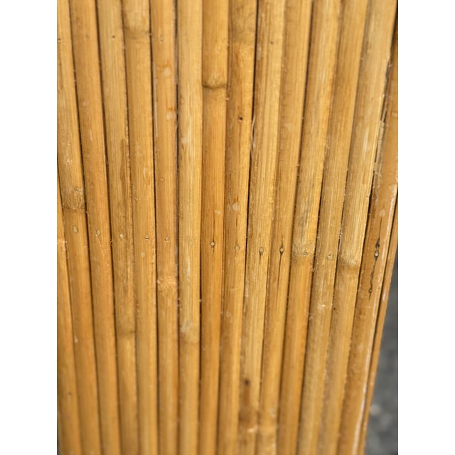 Vintage Palm Beach Pencil Reed Console With Geometric Inlaid Top in Style of McGuire For Sale - Image 12 of 12