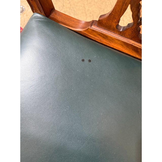 Mid 20th Century Chippendale Leather Seat Arm Chairs Set of 4 For Sale - Image 12 of 12