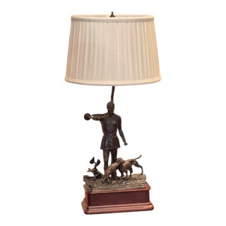 1950s Bronze Fox Hunting Lamp For Sale