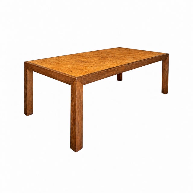 1970s John Richardson Parsons-Style Oak and Bookmatched Ash Banquet Dining Table For Sale - Image 4 of 13