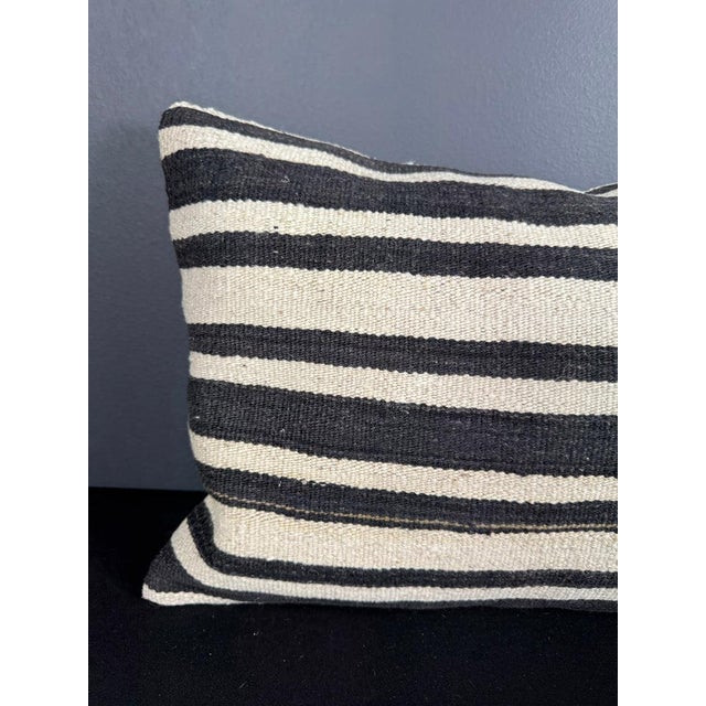 Contemporary Turkish Hemp Pillow Cushion Natural Beige Black Pillow Cushion Cover 16" x 24" For Sale - Image 3 of 4