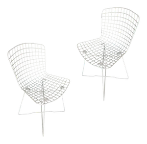 White Bertoia Steel Wire Side Chair by Knoll, Pair