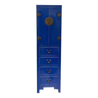 1980s Asian Royal Blue Tribeca Loft Tall Cabinet For Sale