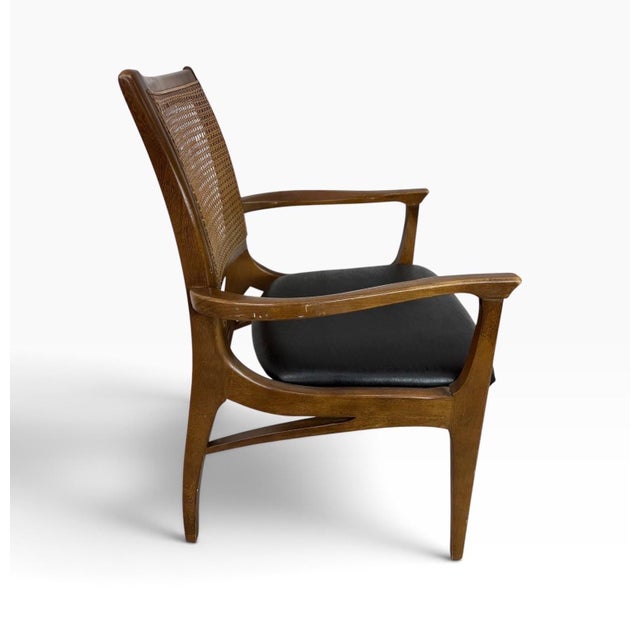 1960s Mid-Century Modern Cane Back Walnut Dining Chairs - Set of 6 For Sale - Image 5 of 9