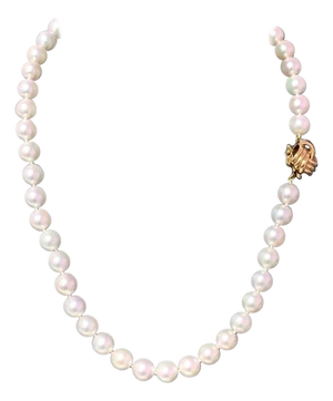 Akoya Pearl Necklace 14 Karat Yellow Gold Certified