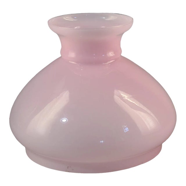 Vintage Late 20th Century Pink Glass Student Oil Lamp Shade For Sale