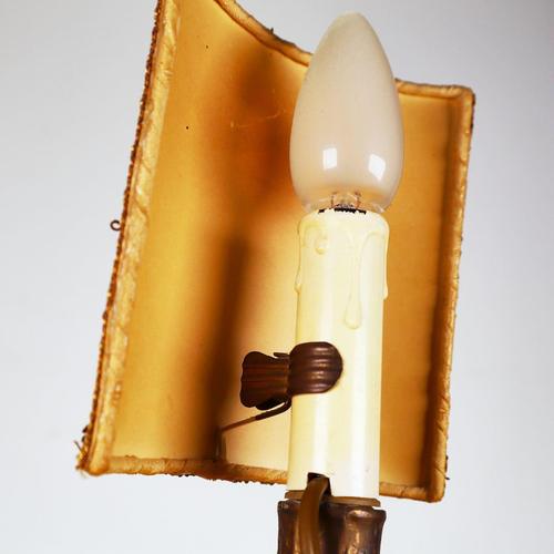 Vintage Brass Lamp with Fabric Shade For Sale - Image 10 of 14