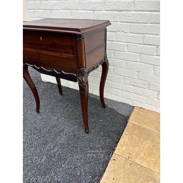 Early 20th Century Antique Rococo Style Sewing Quilting Box Table With Lift Top For Sale - Image 5 of 11