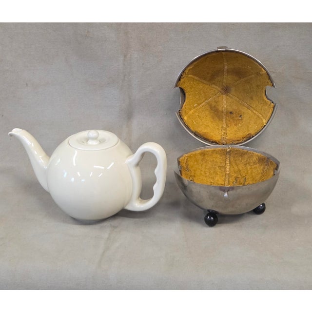 Vintage Art Deco Furstenberg Bavarian Tea Pot W/ Insulated Stainless Steel Cozy For Sale - Image 4 of 12