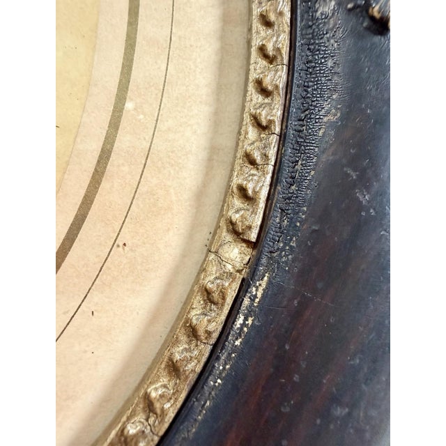 Antique Oval Deep Dark Wood Picture Frame Gold Floral Detail With Photo of a Girl 12x14” For Sale - Image 11 of 13