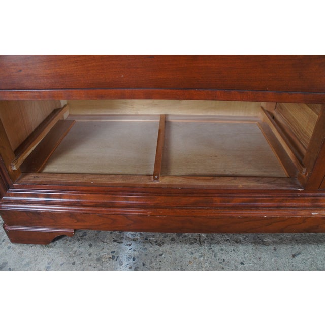 Late 20th Century Stickley French Louis Philippe Style Cherry Double Dresser & Mirror Hidden Stash For Sale - Image 18 of 18