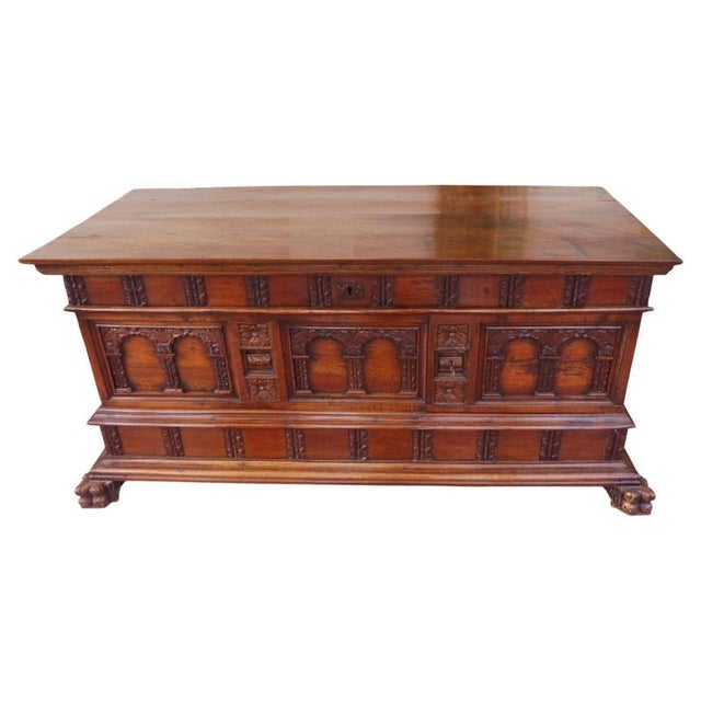 Antique Mid-18th Century Italian Baroque Carved Walnut Deception Coffer, 1740 For Sale - Image 14 of 14