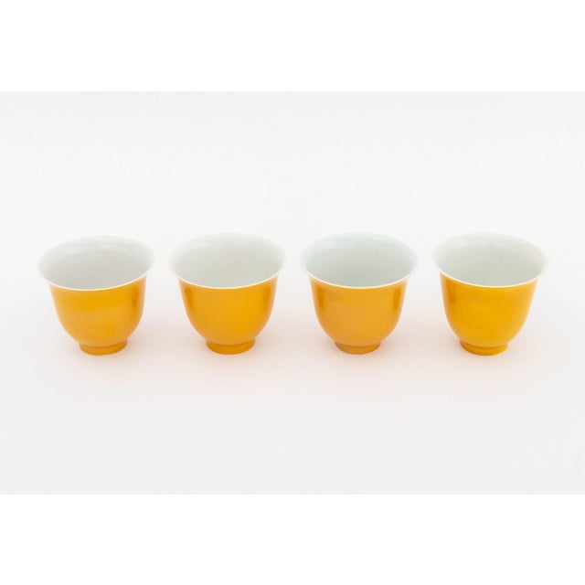 Chinese Yellow Glazed Porcelain Tea Bowls, 4 For Sale In New York - Image 6 of 8