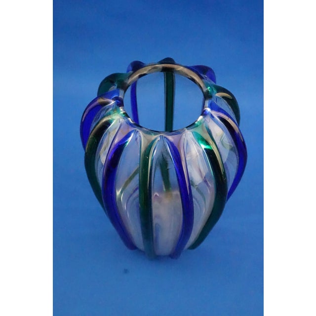 20th Century Murano Blown Glass Vase with Ribs attributed to Archimede Seguso, Italy, 1890s For Sale - Image 10 of 18