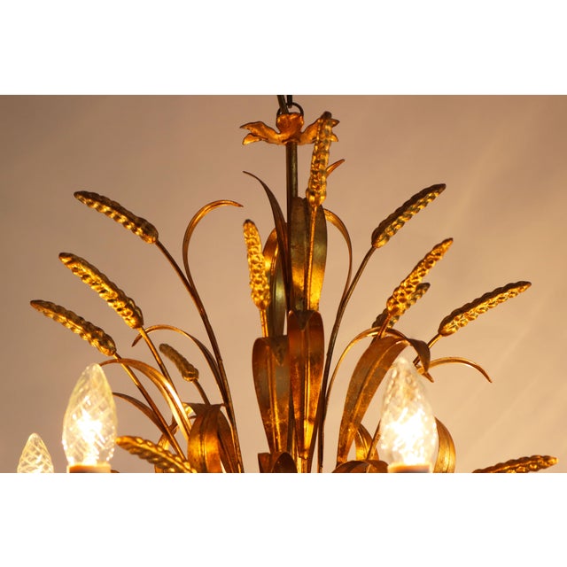 Gold Large Hollywood Regency Sheaf of Wheat 8-Arm Chandelier by Hans Kögl, 1970s For Sale - Image 8 of 17