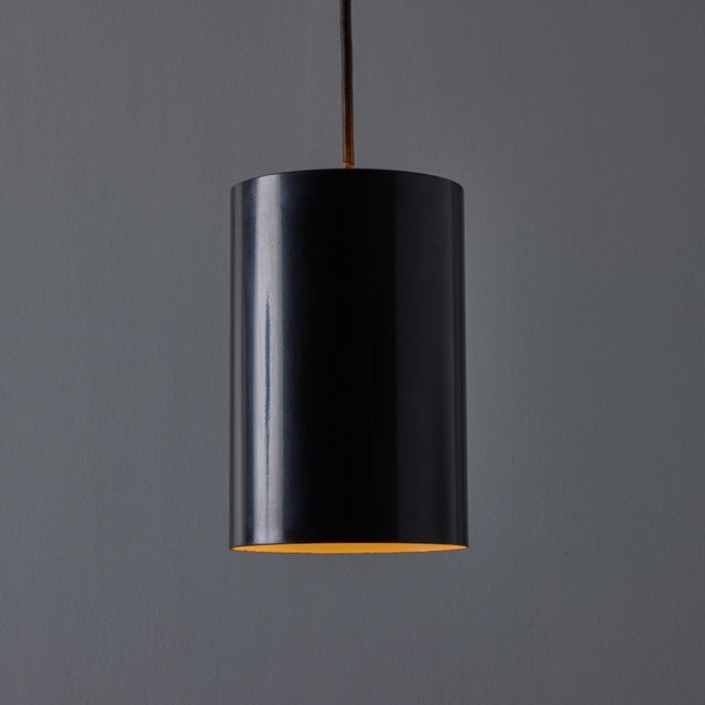 Louis Poulsen 1960s Model 16513 Black Metal Cylindrical Pendants by Eila and John Meiling for Louis Poulsen For Sale - Image 4 of 13