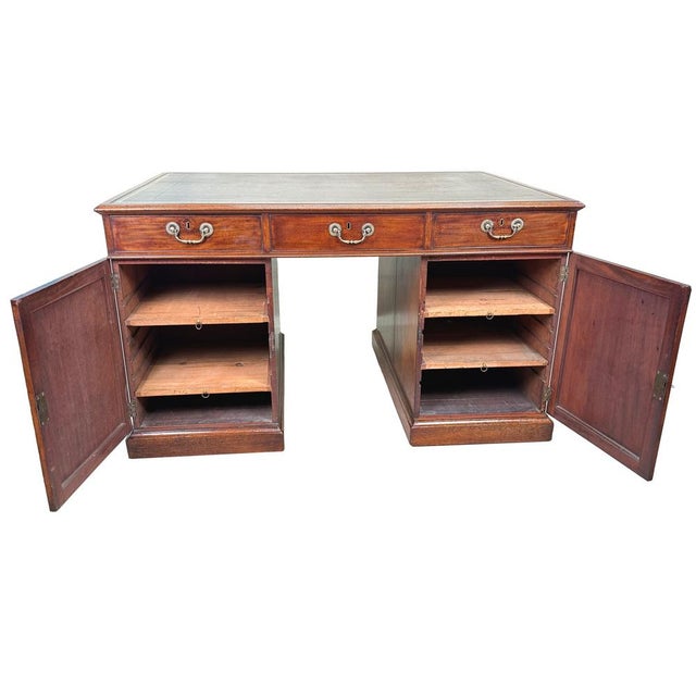 Mid 18th Century 18th Century Georgian Mahogany Pedestal Partners Desk, Chippendale Period, 1760 For Sale - Image 5 of 17
