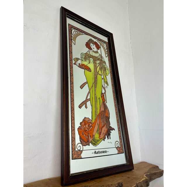 Art Nouveau Mucha Autumn Picture Mirror, 1970s For Sale - Image 16 of 18