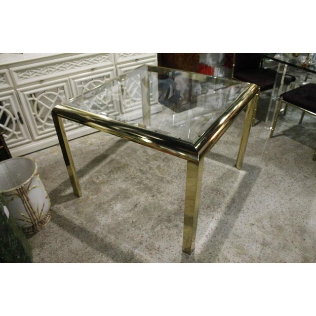 Hollywood Regency Vintage Design Institute of America DIA Brass Dining Table Game Table For Sale - Image 3 of 11