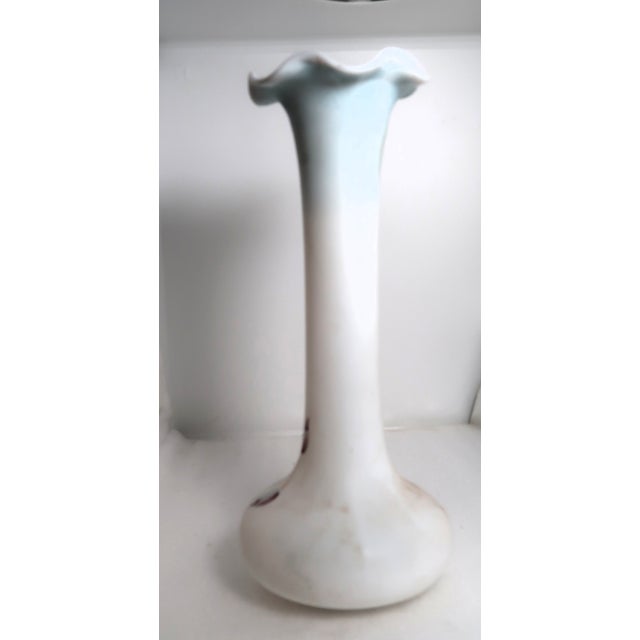 Ceramic Lovely Tall Vintage Hand-Painted Porcelain Vase For Sale - Image 7 of 18