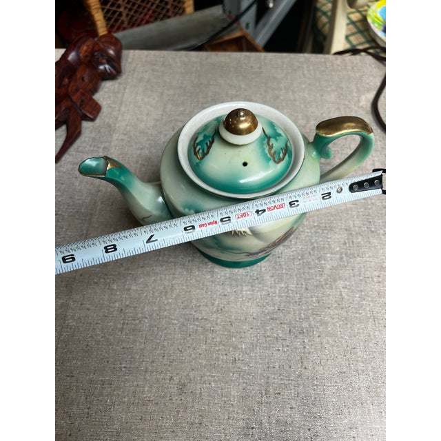 White Vintage Asian Style Ceramic Teapot For Sale - Image 8 of 11