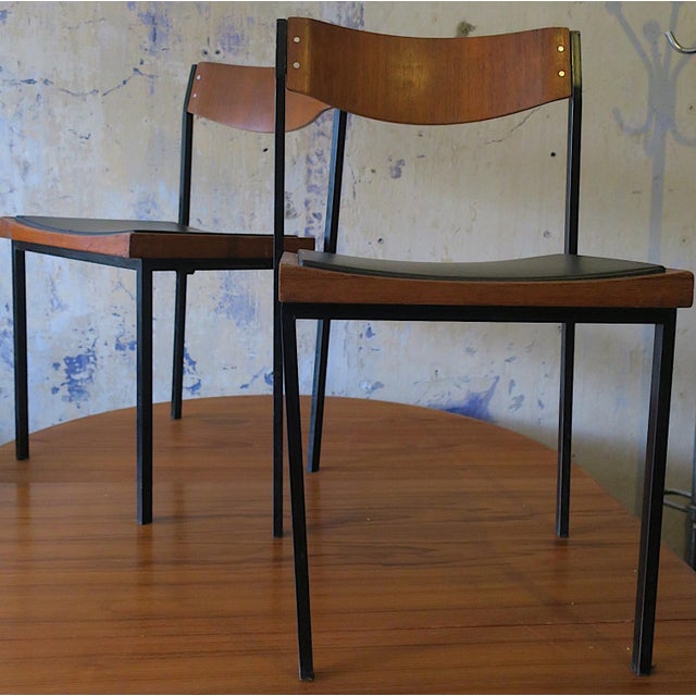 Teak and Iron Stacking Chairs, 1960s, Set of 2 For Sale - Image 12 of 12