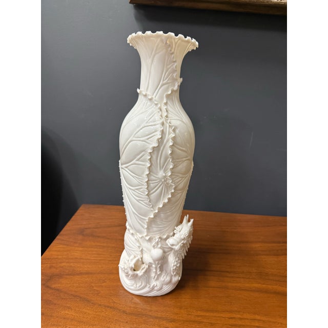Chinese Vintage Chinese Porcelain Blanc De Chine Dragon Vase For Sale - Image 3 of 12