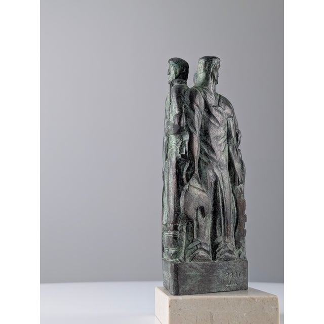 Brown Paulino Larrañaga, Basque Roots Sculpture, 2001, Bronze on Marble Base For Sale - Image 8 of 13