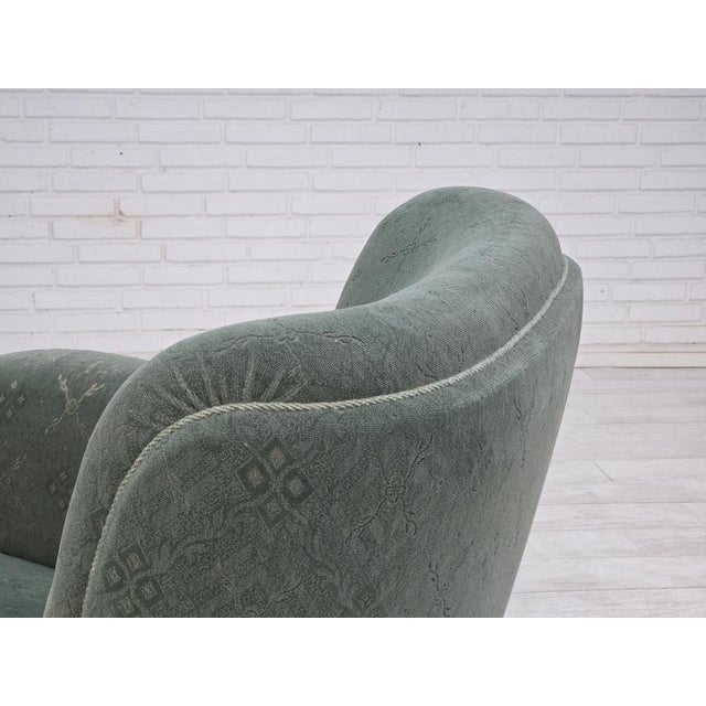 Vintage Danish Lounge Chair in Light Green Furniture Wool, 1960s For Sale - Image 11 of 18