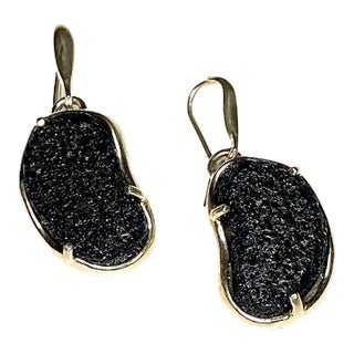 Mid Century Sterling 950 Silver and Hawaiian Lava Earrings - 2 Pieces For Sale