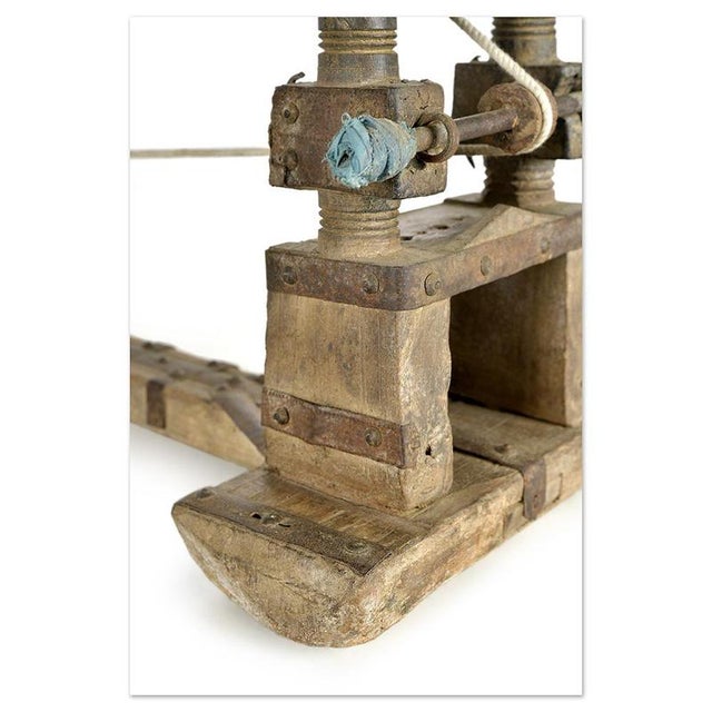 Indian Spinning Loom in Carved Wood For Sale - Image 4 of 8