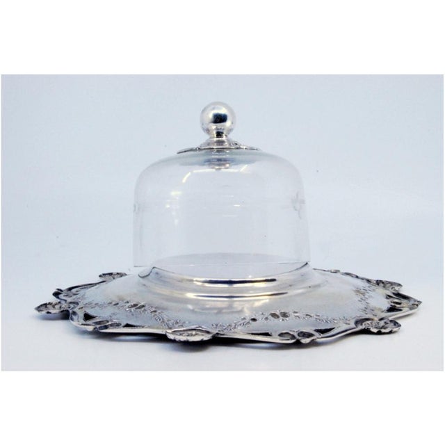 Butter Dish in Cut Silver and Lid with Cut Glass Knob For Sale - Image 5 of 8